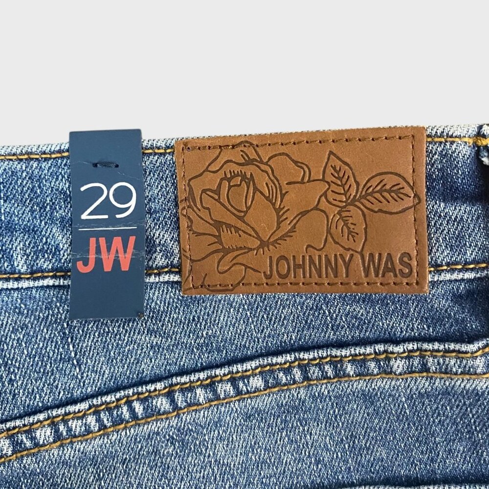 Johnny Was Cropped Denim Boyfriend Jean Size 29 Embroidered Mid-Rise Raw-Hem New - Picture 9 of 11